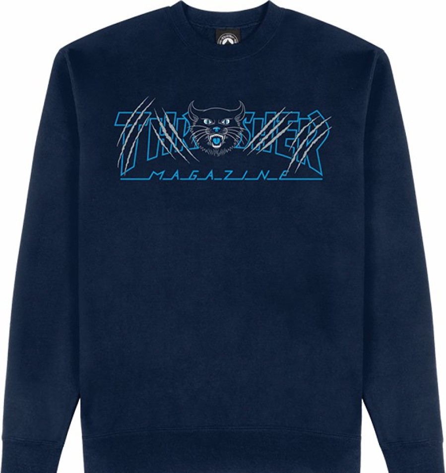 Clothing & Accessories Thrasher | Thrasher Gato Crew/Swt S-Navy