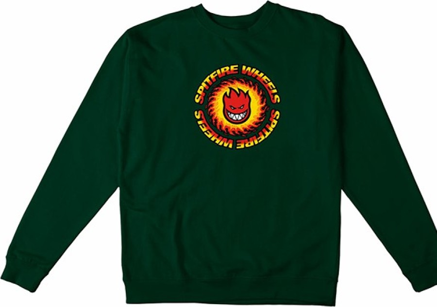 Clothing & Accessories Spitfire | Sf Og Fireball Crew/Swt S-Dk.Grn