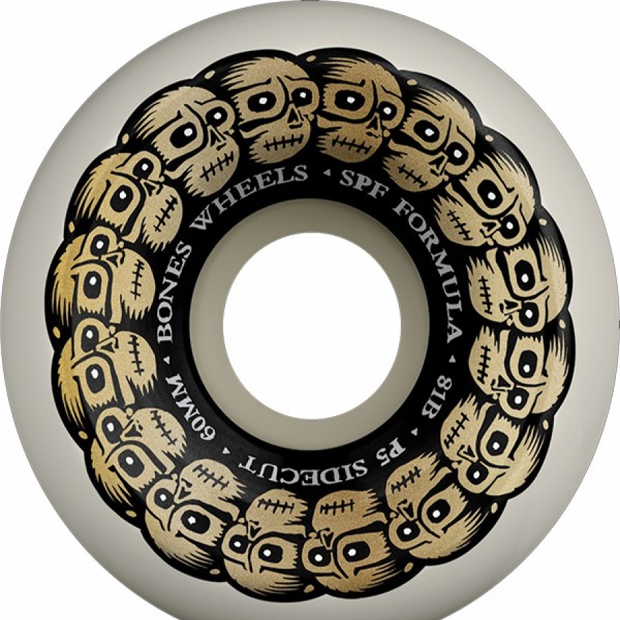 Components Bones Wheels | Bones Spf P5 Circle Skulls 60Mm 81B Wht/Gold X4