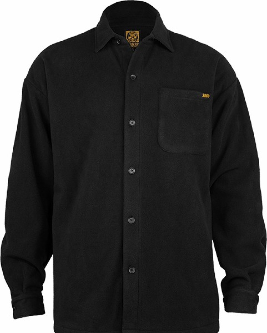 Clothing & Accessories Bones Wheels | Bones Black And Gold Buttonup Fleece Jacket Xs-Blk