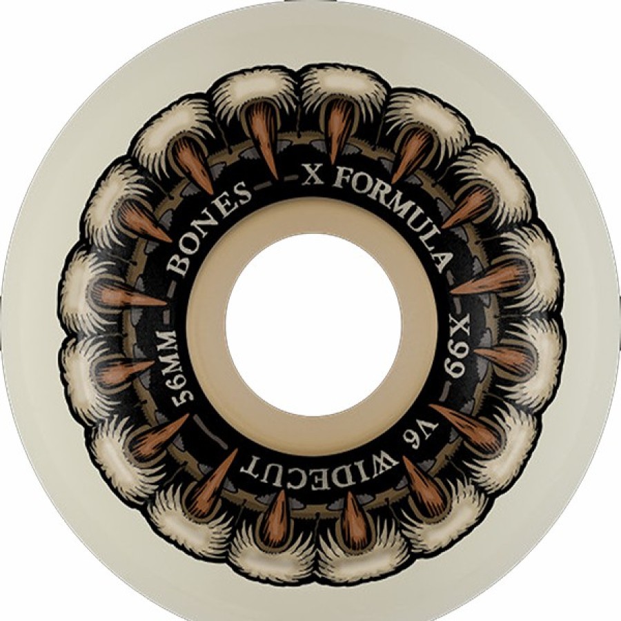 Components Bones Wheels | Bones Xf X99 V6 Wide-Cut 56Mm 99A Grippin Wolf Nat X4