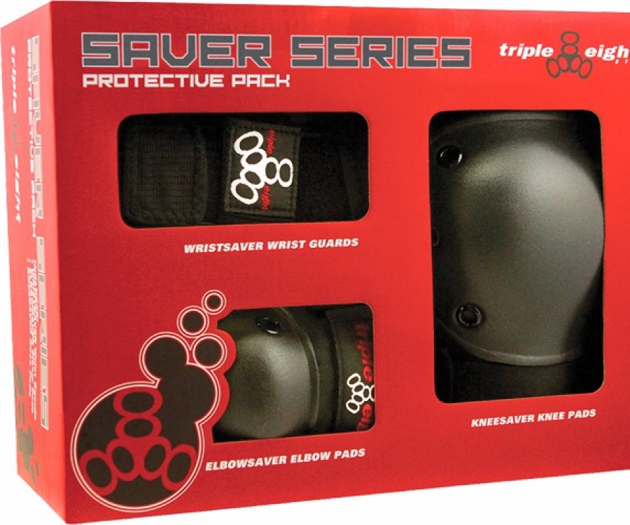 Clothing & Accessories triple eight | Triple 8 Saver 3/Pk Pads Jr-Black – 200