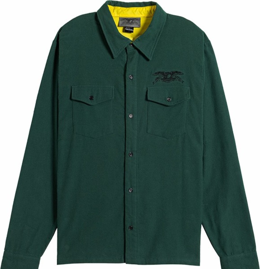 Clothing & Accessories ANTI HERO | Ah Basic Eagle Ls Flannel S-Dk.Green/Blk