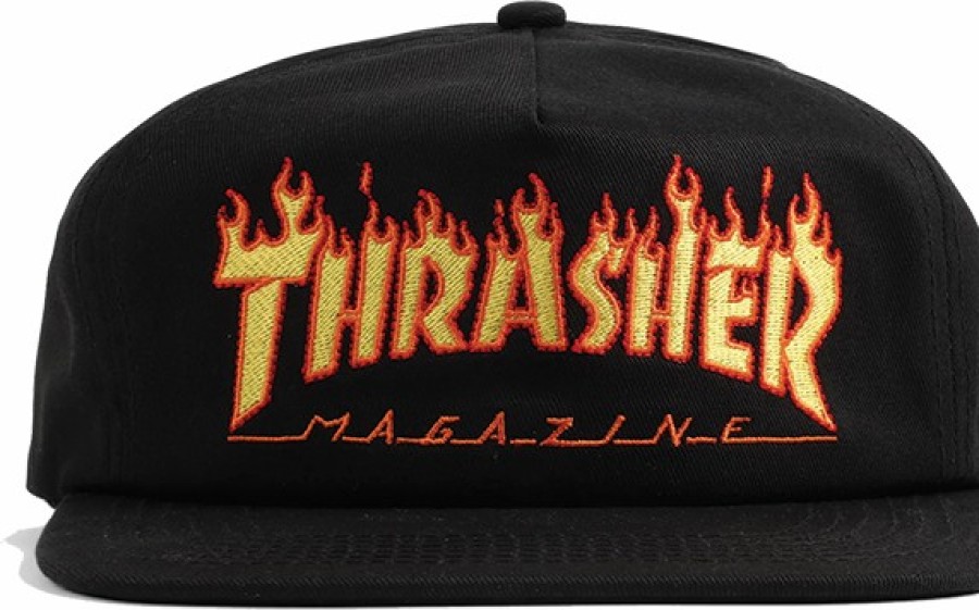 Clothing & Accessories Thrasher | Thrasher Flame Embroidered Hat Adj-Black