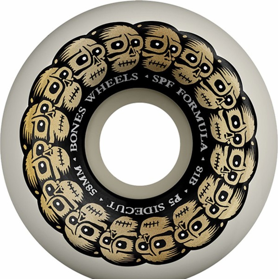 Components Bones Wheels | Bones Spf P5 Circle Skulls 58Mm 81B Wht/Gold X4