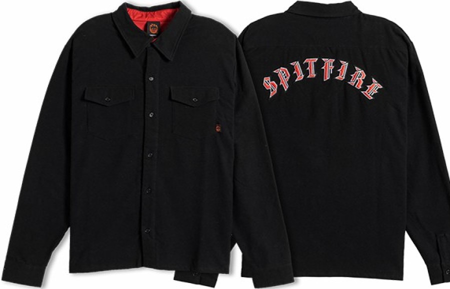 Clothing & Accessories Spitfire | Sf Old E Emb Flannel Ls M-Black