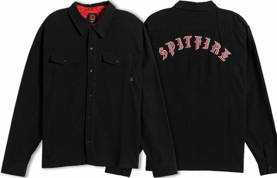 Clothing & Accessories Spitfire | Sf Old E Emb Flannel Ls S-Black