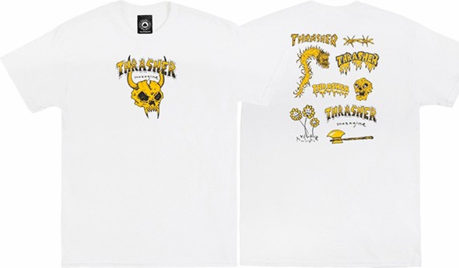 Clothing & Accessories Thrasher | Thrasher Barbarian Ss S-White