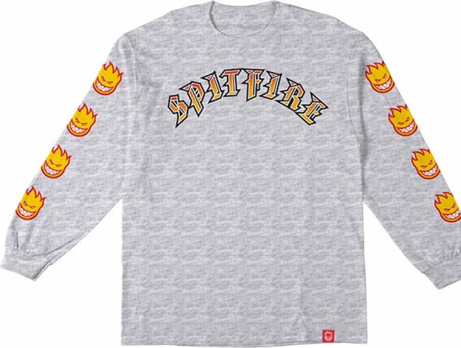 Clothing & Accessories Spitfire | Sf Old E Bighead Fill Sleeve Ls M-Ash/Yel/Red