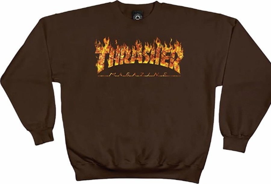 Clothing & Accessories Thrasher | Thrasher Inferno Crew/Swt S-Dark Chocolate