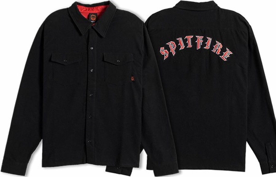 Clothing & Accessories Spitfire | Sf Old E Emb Flannel Ls L-Black