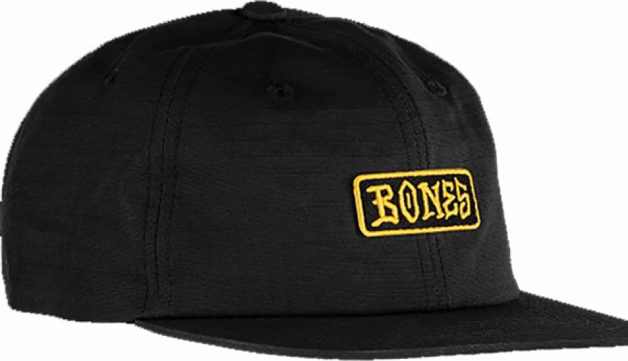 Clothing & Accessories Bones Wheels | Bones Wheels Black And Gold 6P Strapback Hat Black